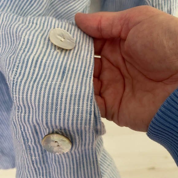 J. Jill Light Blue Striped 100% Linen Top or beach cover size XL - Picture 4 of 7